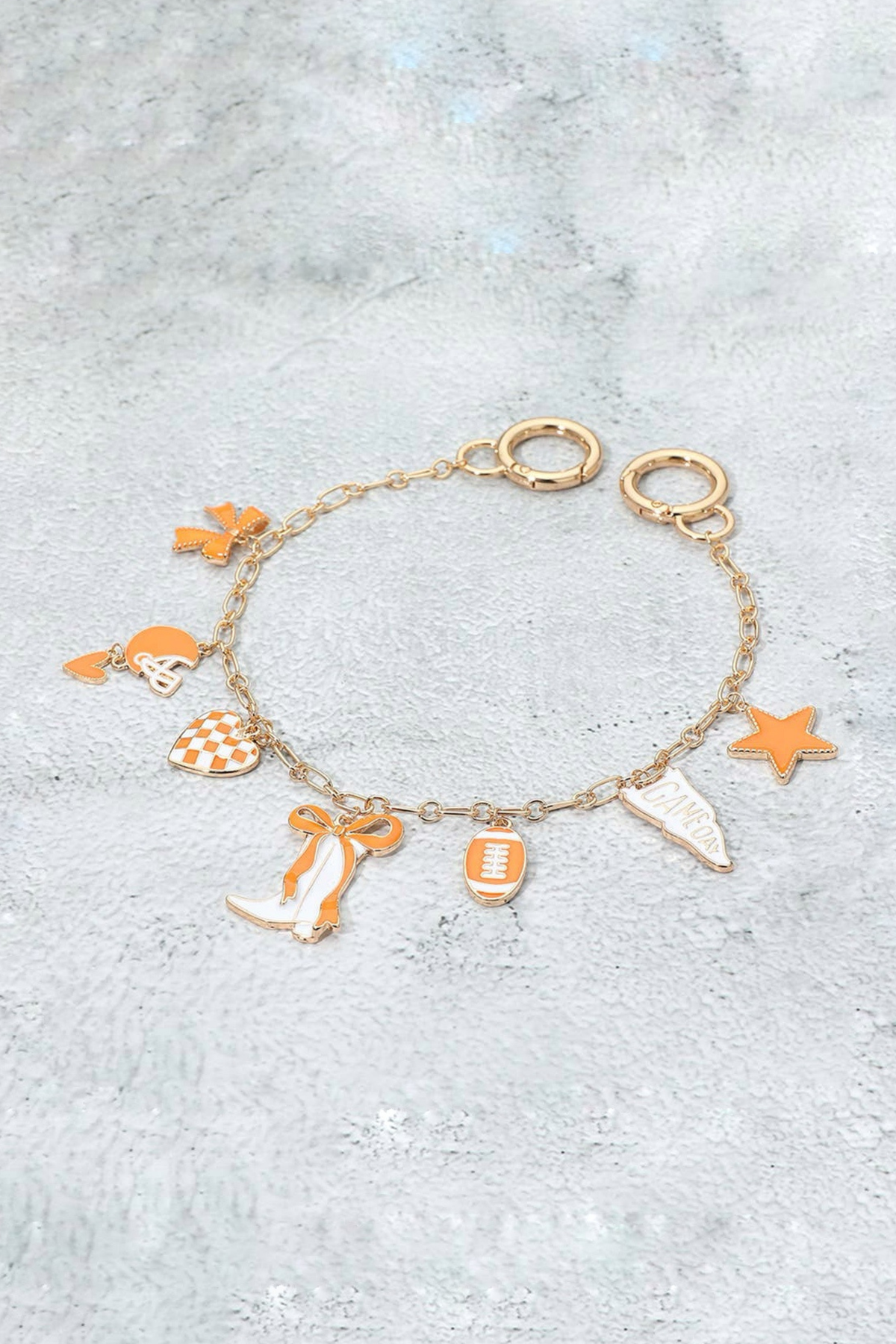 Orange & White Game Day Charm Chain