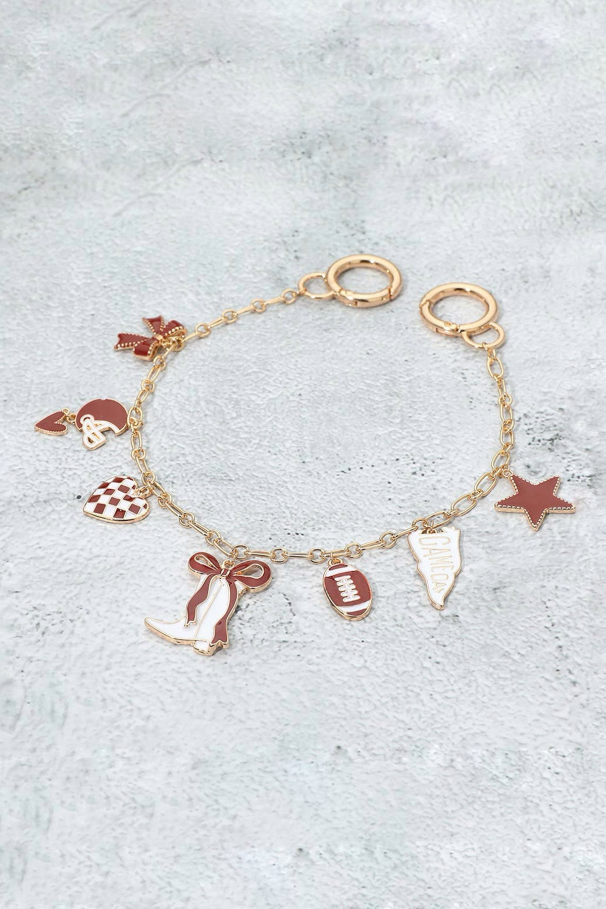 Burgundy & White Game Day Charm Chain