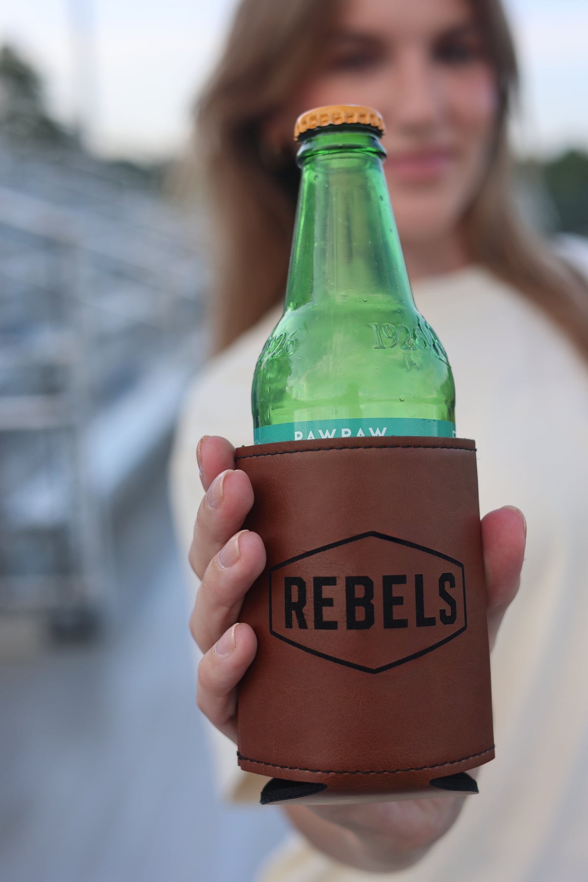 Vintage Leather-Look REBELS Magnetic Bottle Koozie