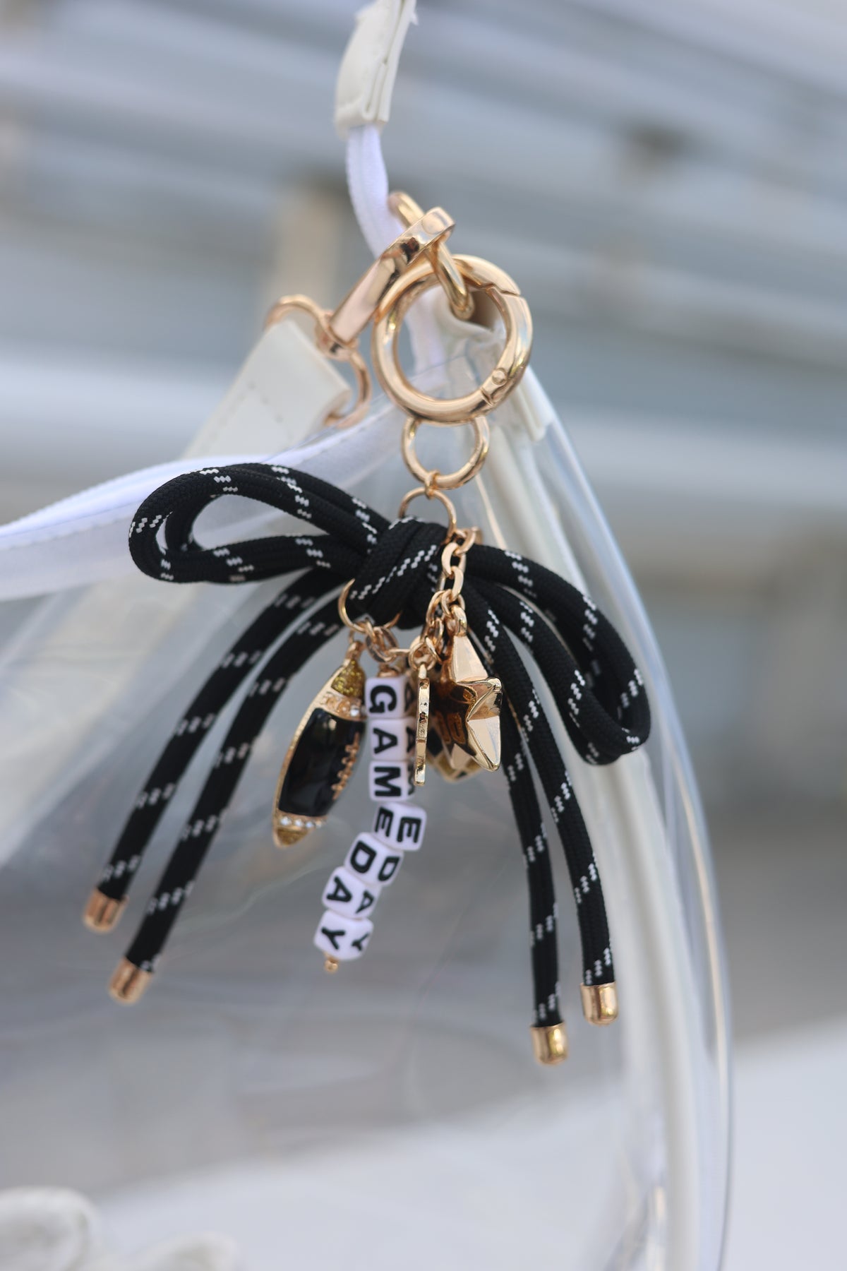 Black and Gold Game Day Bag Charm