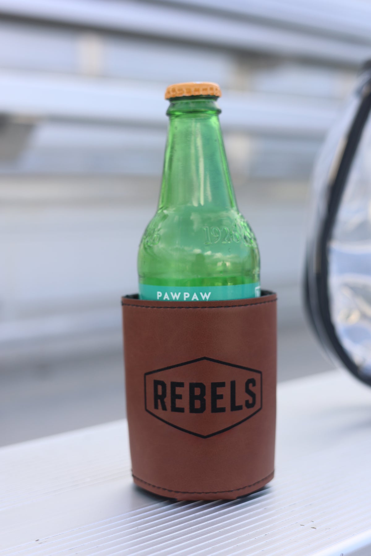 Vintage Leather-Look REBELS Magnetic Bottle Koozie