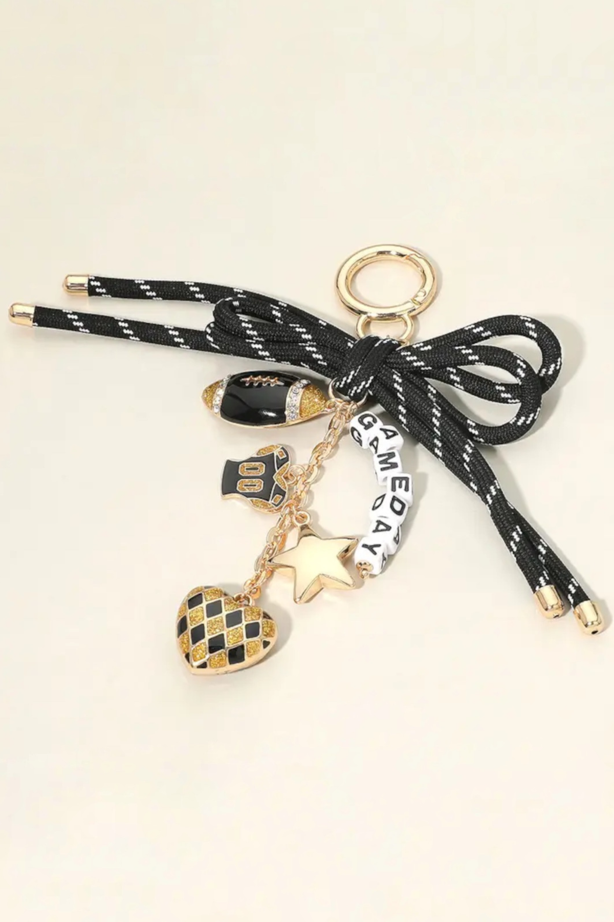 Black and Gold Game Day Bag Charm